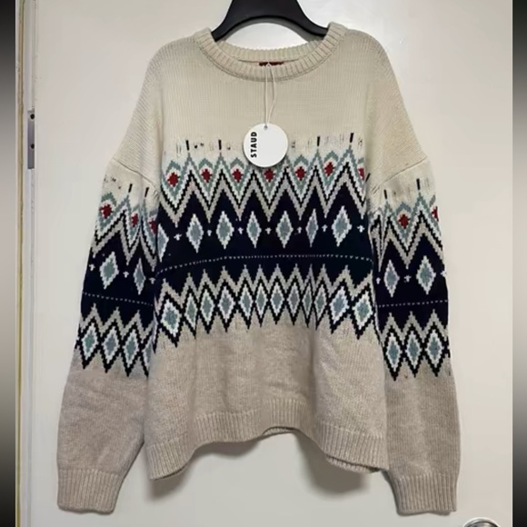 NWT STAUD Moritz Sweater - Oatmeal Multi Fairisle - Picture 4 of 7